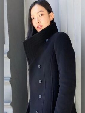 Aritzia Babaton Connor Navy Belted Wool Cashmere Coat